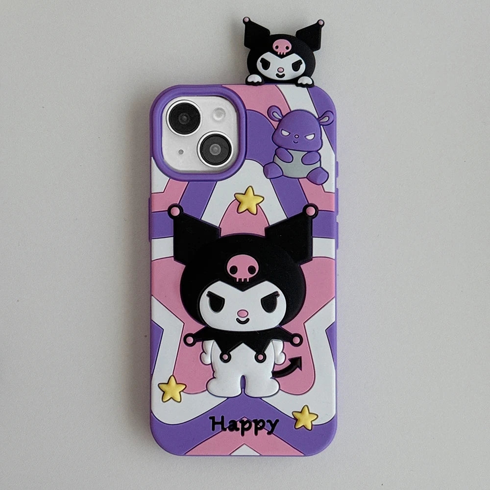 Kawaii Sanrio Kuromi Colorful Silicone iPhone Case
