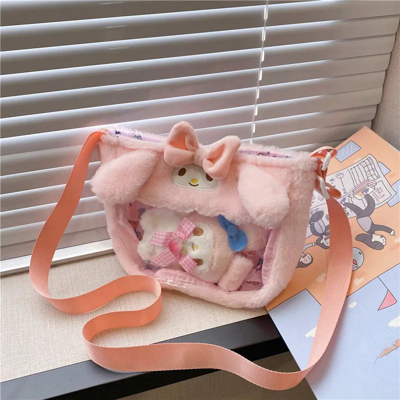 Kawaii Sanrio My Melody Transparent Plush Crossbody Bag