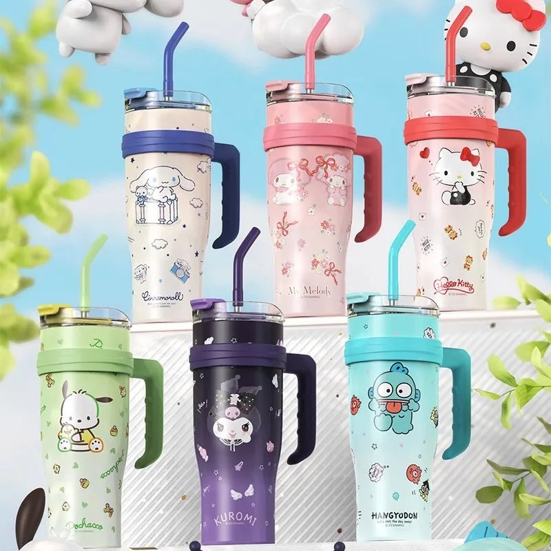 Kawaii Sanrio Vacuum Cup with Straw | 1200ml Big Capacity for Hydration