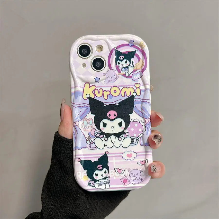 Kuromi 3D Wavy Curved Edge Bracket Bracelet Phone Case