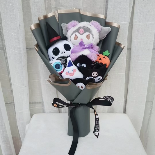 Kuromi Halloween Plush Bouquet | Adorable Ghost, Pumpkin, & Skeleton Themed
