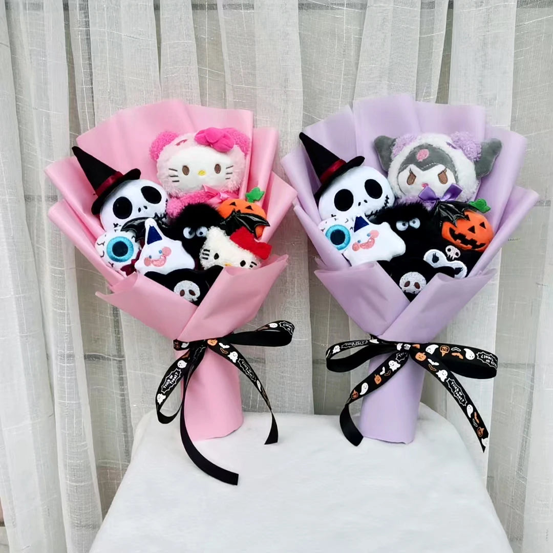 Kuromi Halloween Plush Bouquet | Adorable Ghost, Pumpkin, & Skeleton Themed