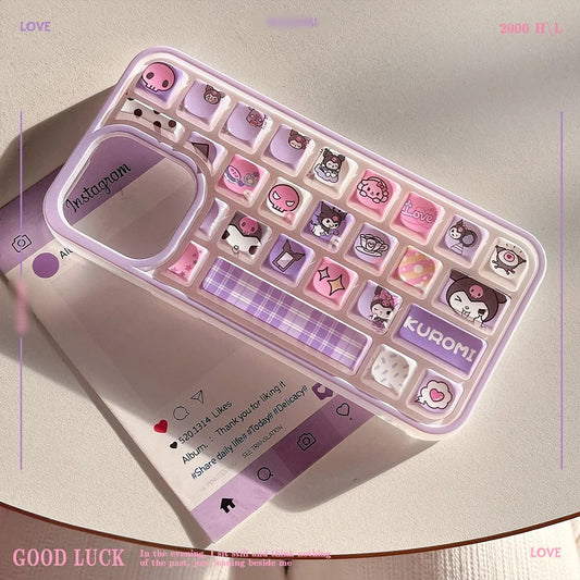 Kuromi Purple 3D Keyboard Phone Case – Kawaii Protective Cover