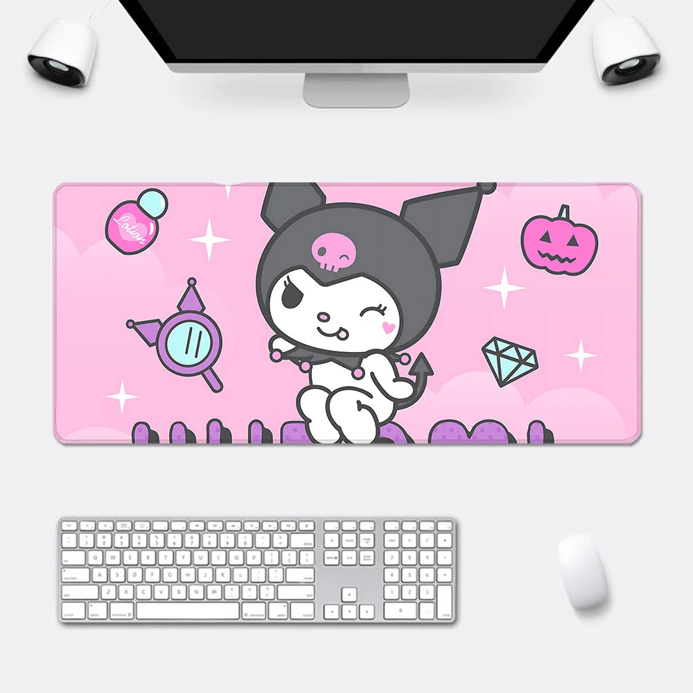 Large Kuromi Mousepad – Kawaii Pink Desk Cover for Home or Office