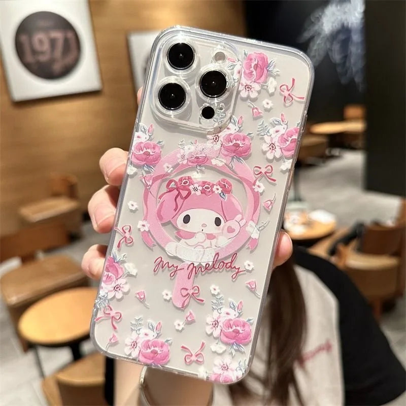 Magnetic Sweetness: My Melody Floral MagSafe Phone Case
