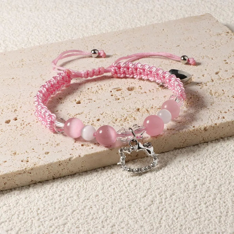 Matching Crystal Bracelets with Magnetic Kitty Charms