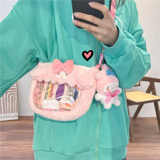 My Melody Clear Plushie Bag – Sanrio Kawaii Shoulder Bag