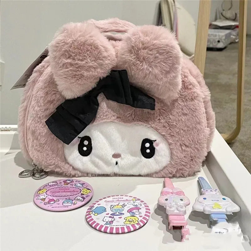 My Melody Kawaii Makeup Bag – Soft & Fluffy Sanrio Essentials