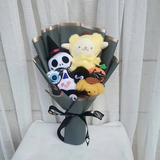 Pompompurin Halloween Plush Bouquet | Adorable Ghost, Pumpkin & Skeleton Themed
