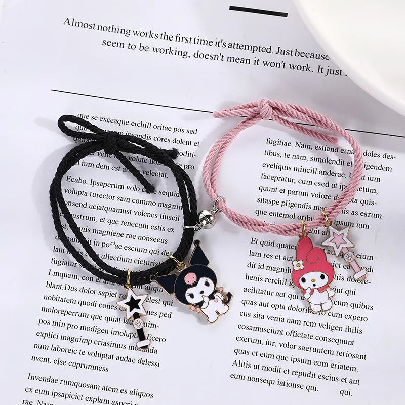 Kuromi & My Melody Magnetic Couple Bracelet or Rubber Band