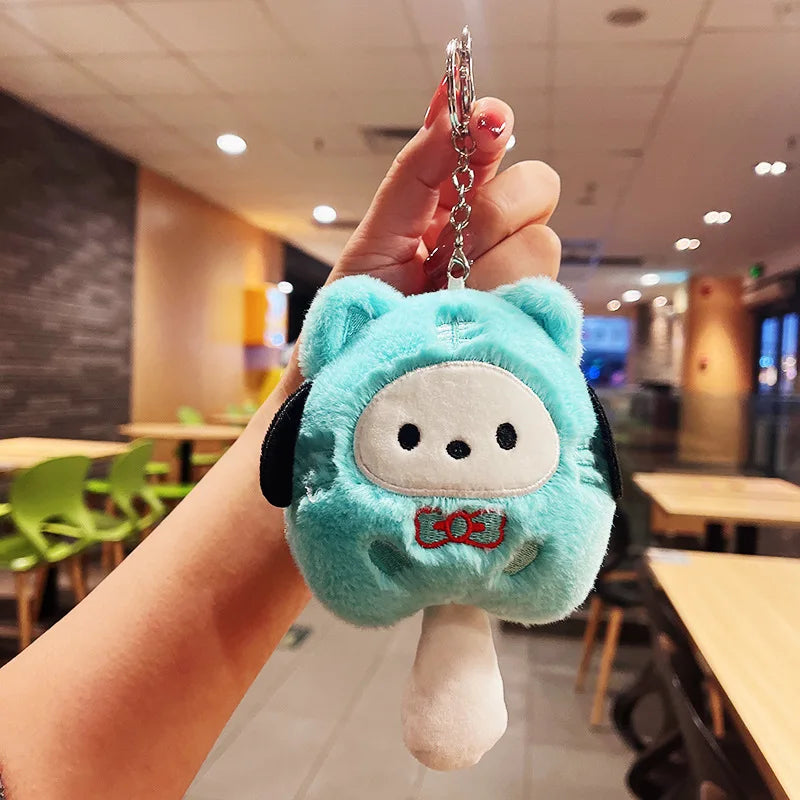Pochacco Little Tiger Plush Keychain with Furry Tail