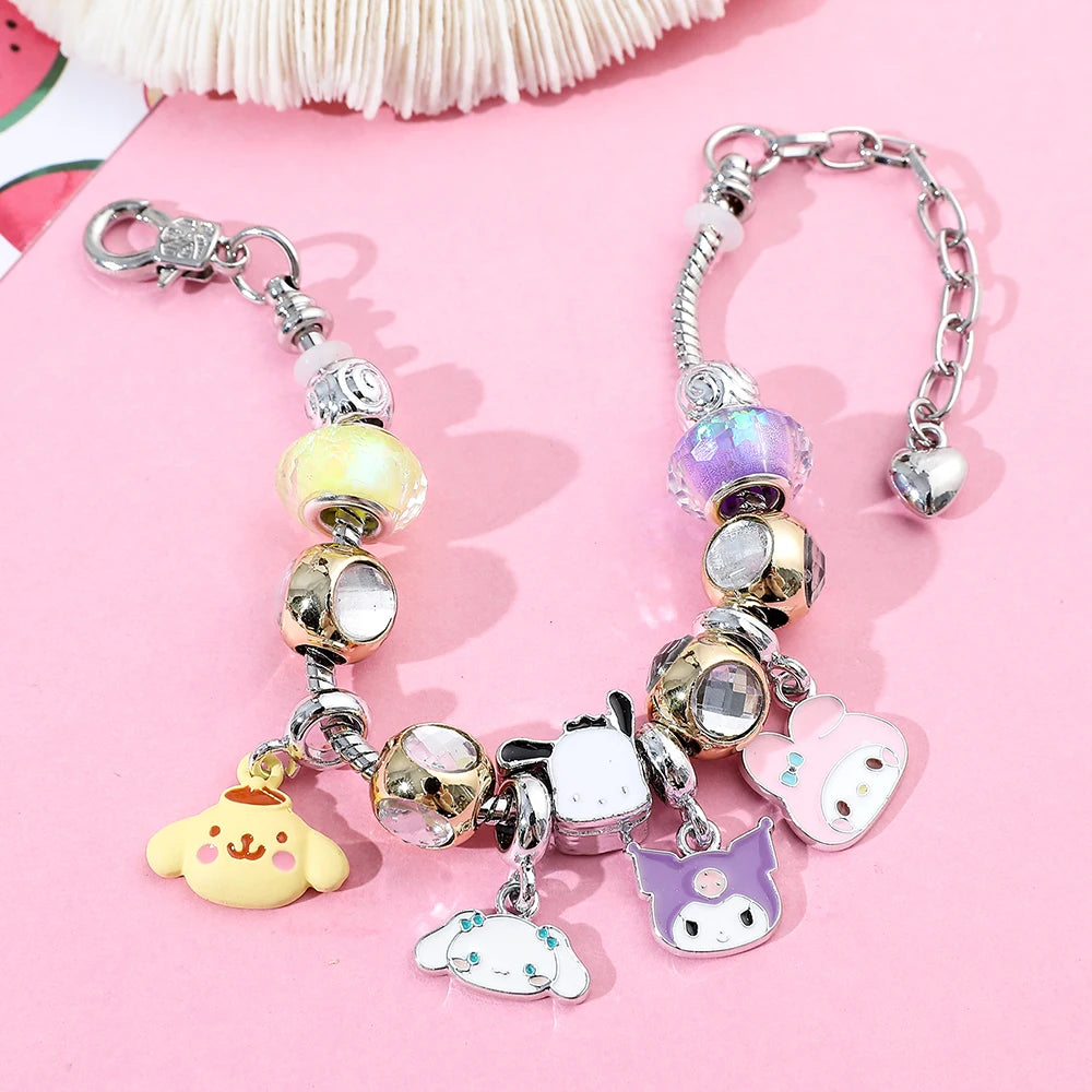 DIY Bracelet with Sanrios Character bead (My Melody, Kuromi, Cinnamoroll, Pochacco, Pompompurin)
