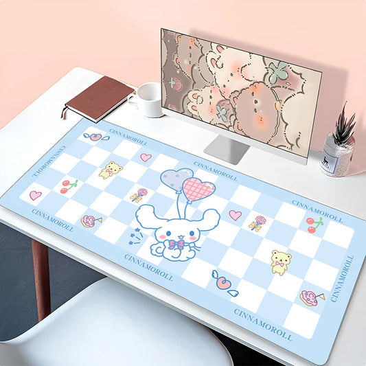 Cool Blue Cinnamoroll Desk Pad | Kawaii Mouse & Keyboard Cover