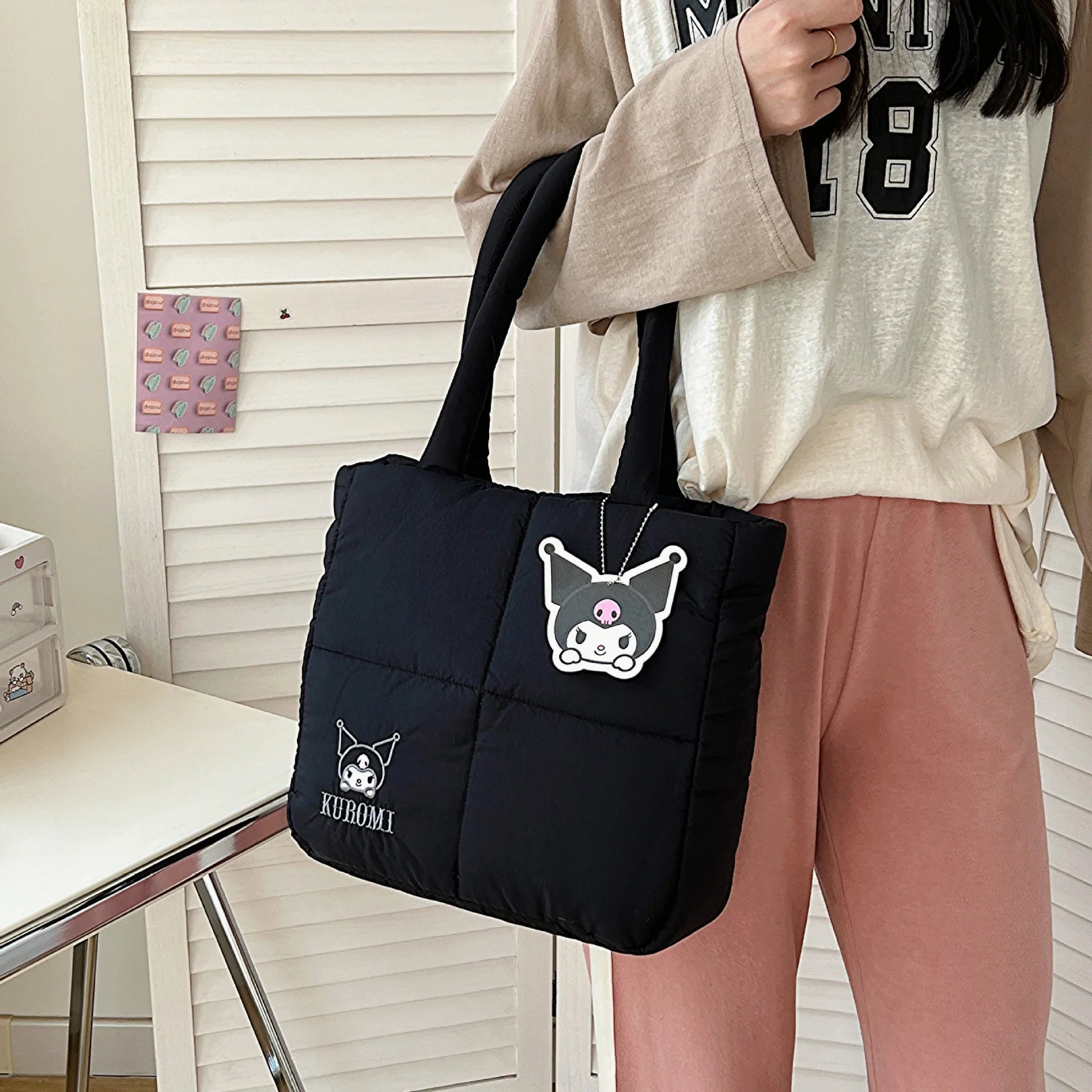 Sanrio Kuromi Puffer Shoulder Bag Puffy Tote Bag – Kyoota