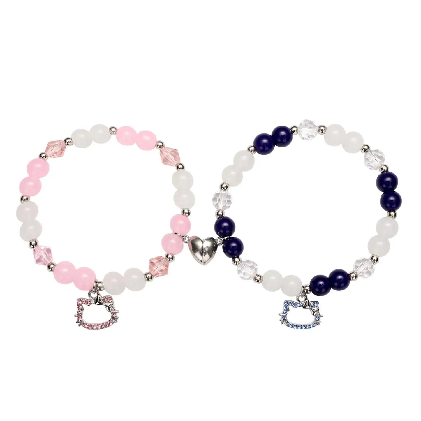 Hello Kitty Magnetic Bracelets – 2-Piece Crystal Matching Set