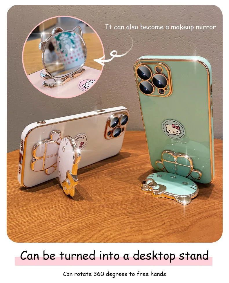 Hello Kitty make up Mirror and Bracket Holder Phone case