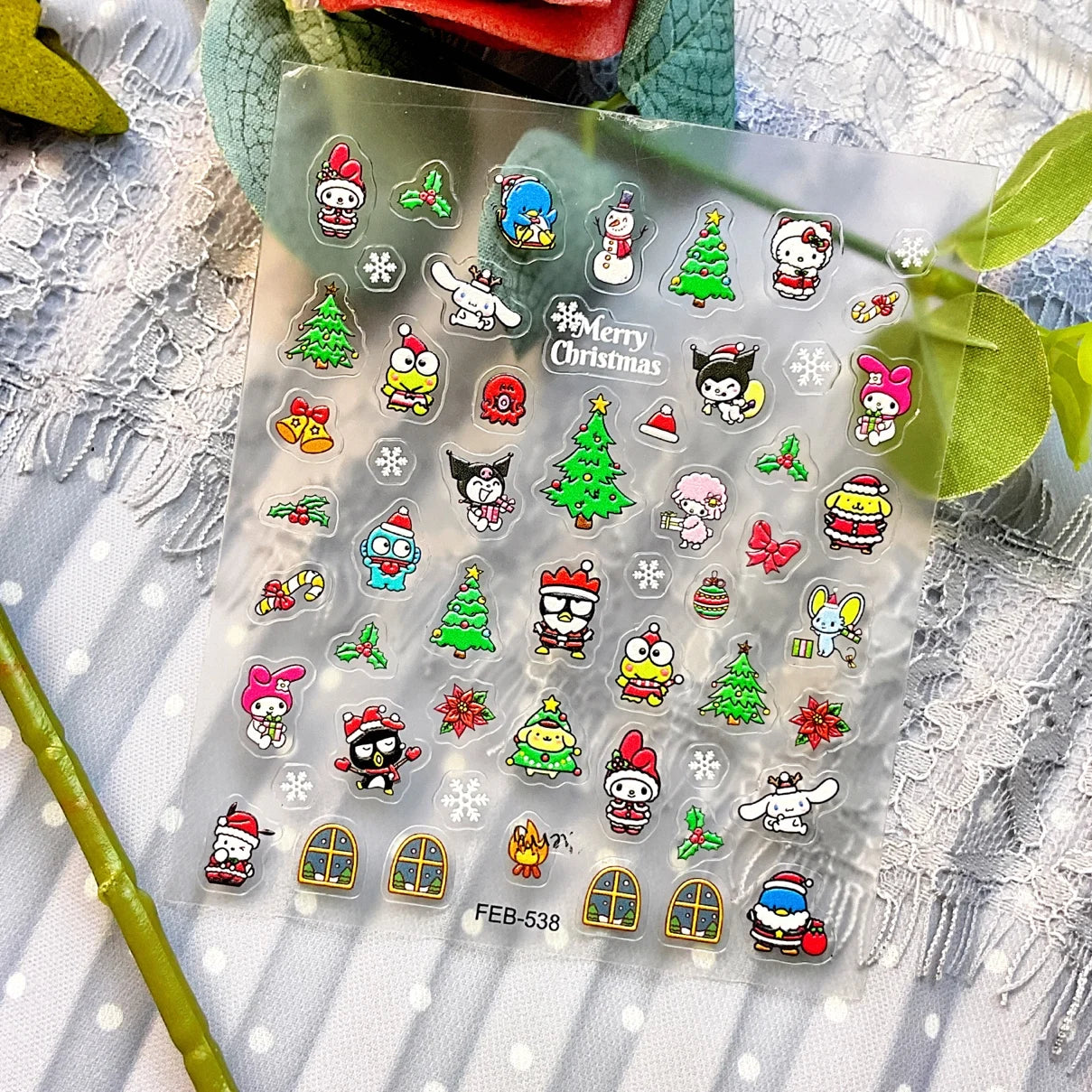Sanrio 5D Christmas Nail Art Stickers – Holiday Cheer for Your Nails