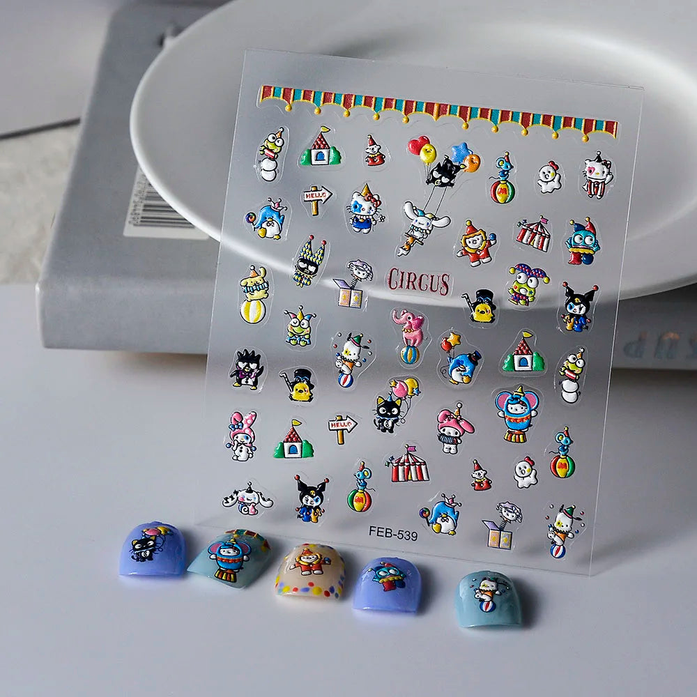 Sanrio Character in circus 5D Nail Stickes DIY Nail art