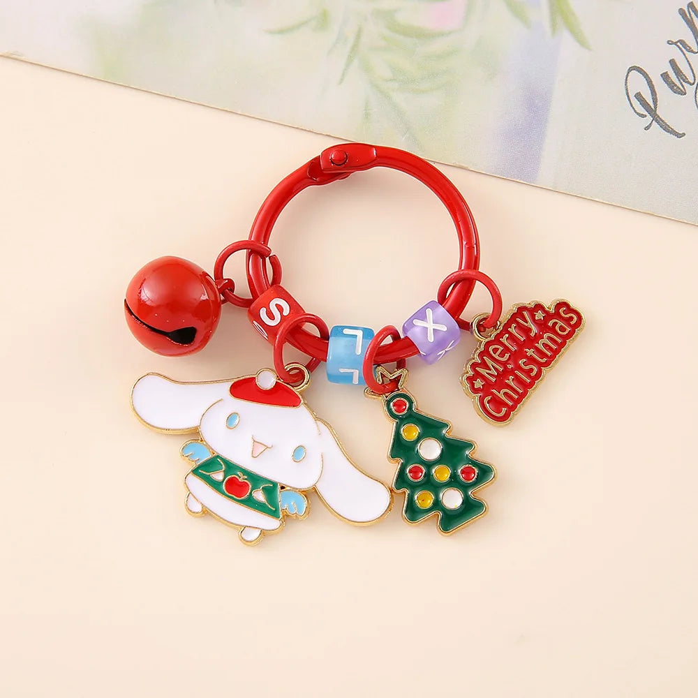 Sanrio Christmas Magic Keychains – Hello Kitty, My Melody, Kuromi, Cinnamoroll with Xmas Tree & Bell