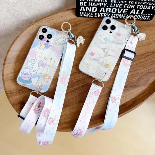 Sanrio Cinnamon Phone Case with Wrist Strap and Lanyard