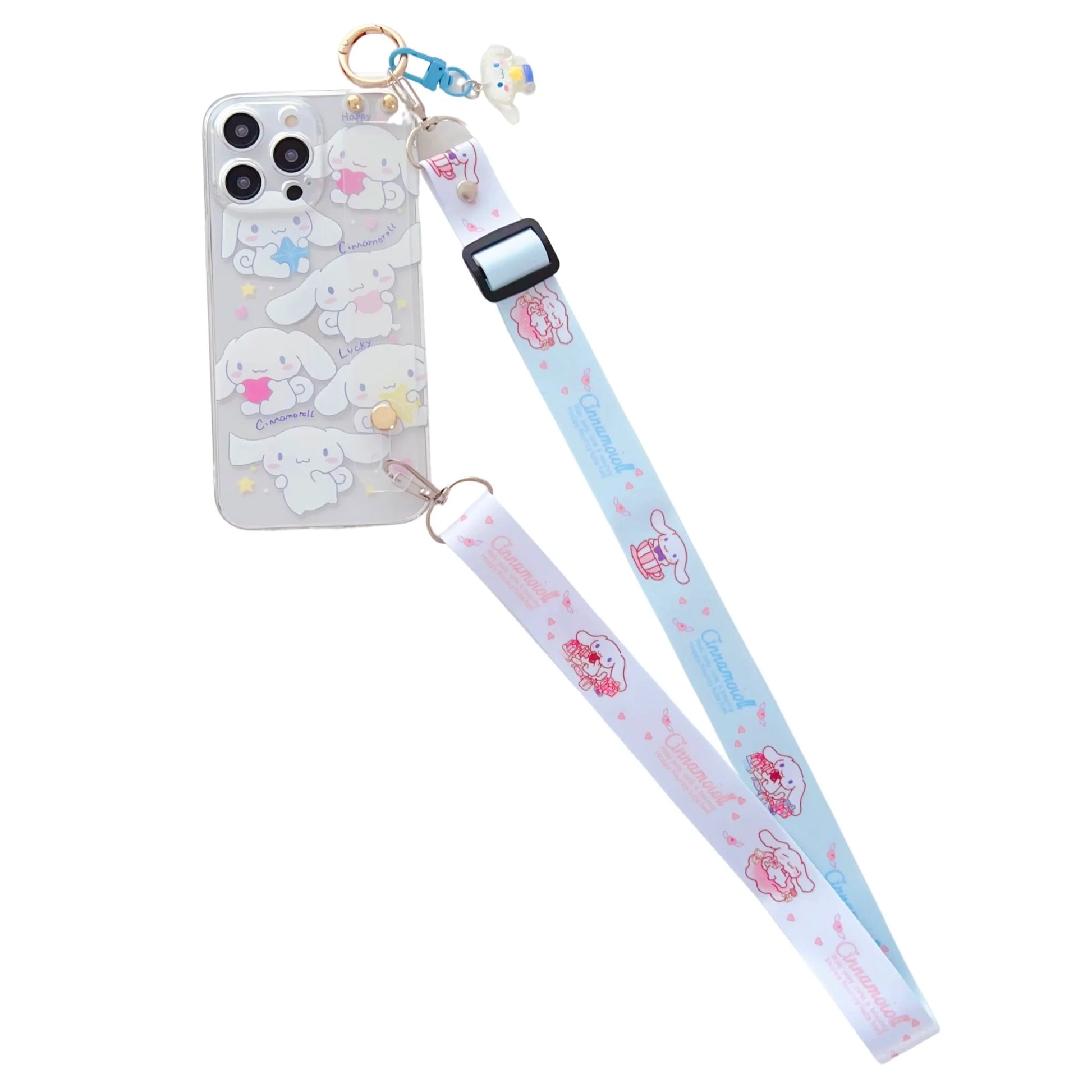 Sanrio Cinnamoroll Phone Case with Wrist Strap & Lanyard