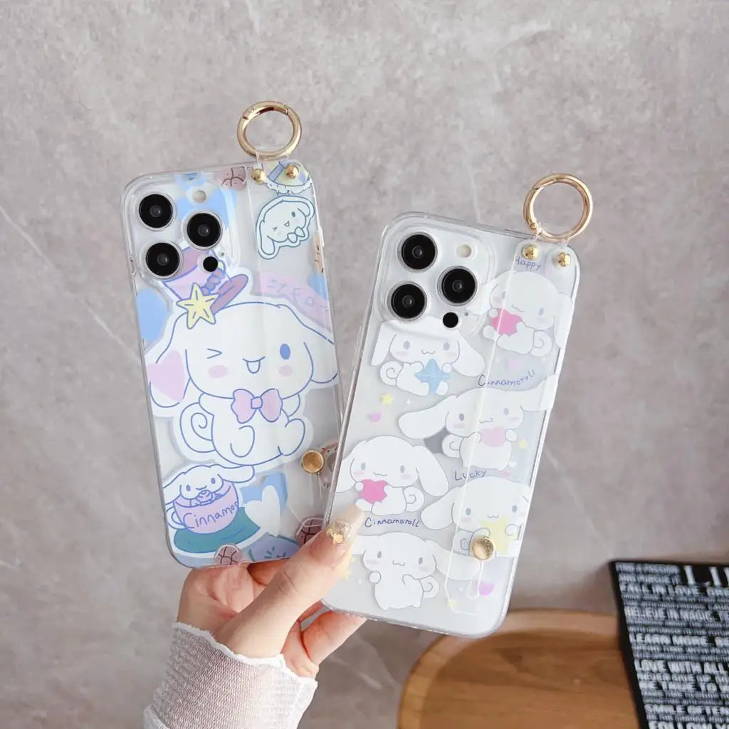 Sanrio Cinnamoroll Phone Case with Wrist Strap & Lanyard – Adorable & Practical