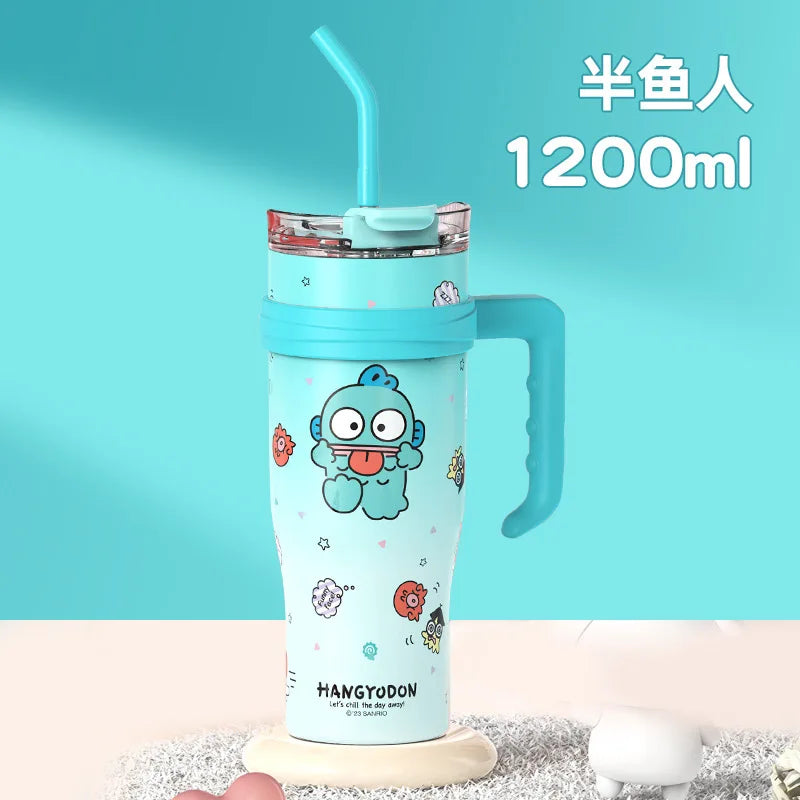 Sanrio Hangyodon 1200ml Vacuum Cup with Straw | Large Capacity and Cute Design