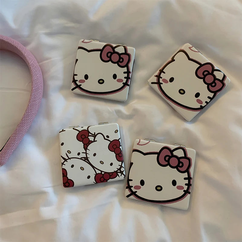 Sanrio Hello Kitty Folding Makeup Mirror – Compact and Double-Sided for On-the-Go