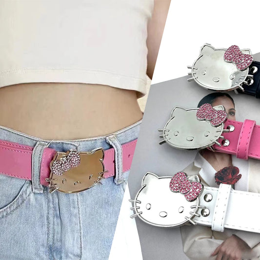 Sanrio Hello Kitty Head Rhinestone Belt – Adorable and Sparkly Accessory