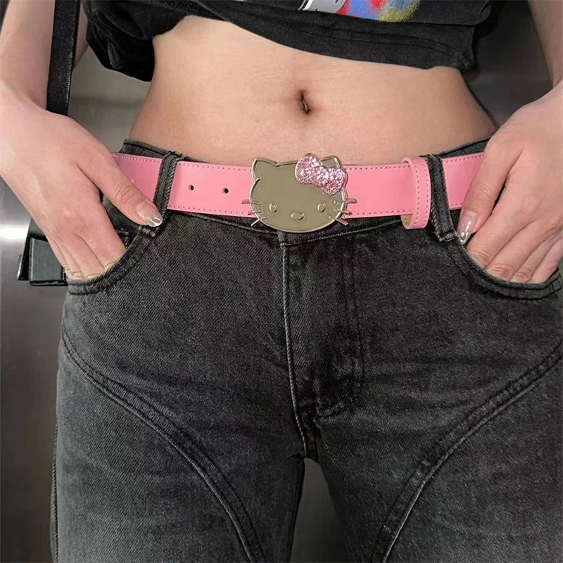 Sanrio Hello Kitty Rhinestone Pink Belt – Perfect Blend of Kawaii and Sparkle