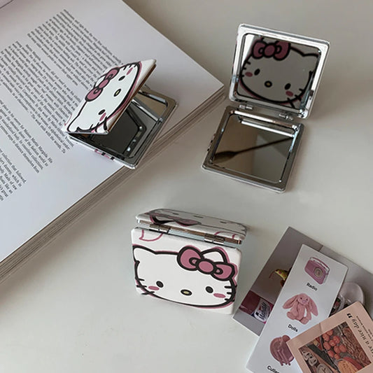 Sanrio Hello Kitty Small Portable Mirror – Folding Double-Sided Design, Perfect Gift