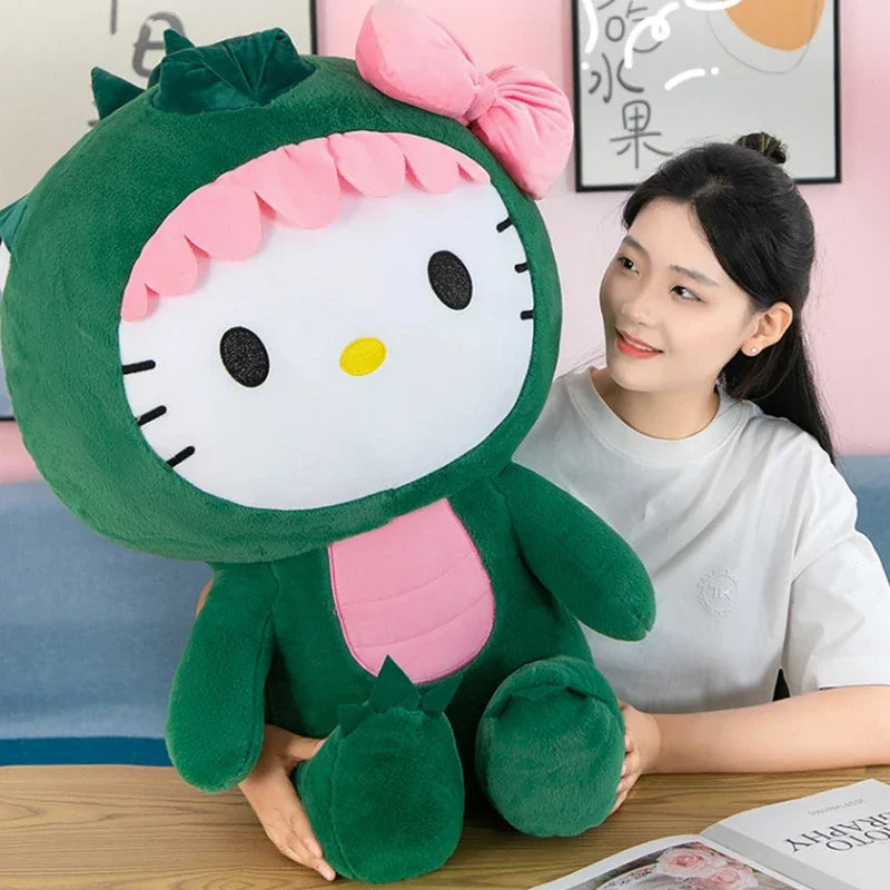 Sanrio Kawaii Hello Kitty Dinosaur Plush | Soft Plush in Multiple Sizes (35cm, 50cm, 65cm)