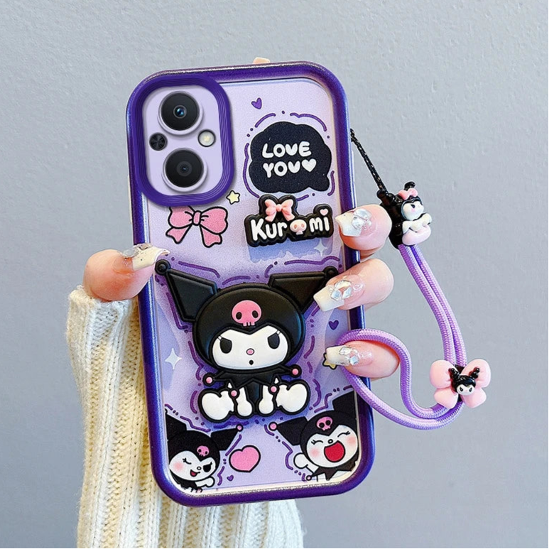 Sanrio Kuromi 3D iPhone Case with Convenient Wrist Strap