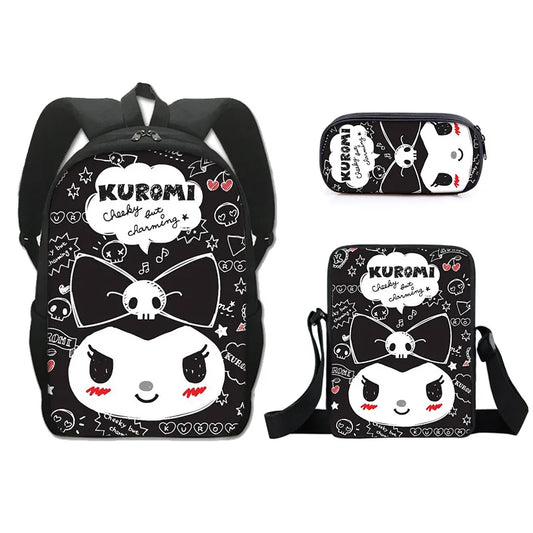 The Kuromi Chic Bundle: Backpack, Shoulder Bag & Pencil Case