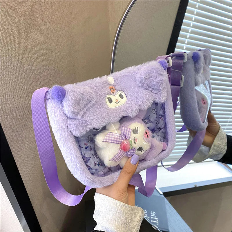 Sanrio Kuromi Plushie Bag – Cute Transparent Crossbody