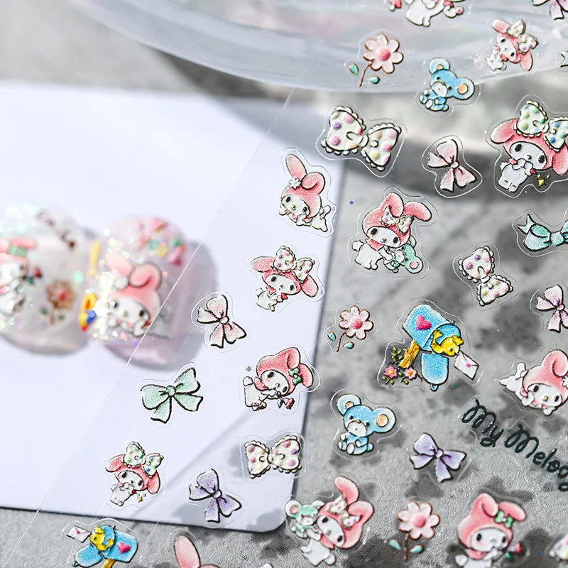 Sanrio My Melody 5D Embossed Nail Art Stickers for DIY Designs
