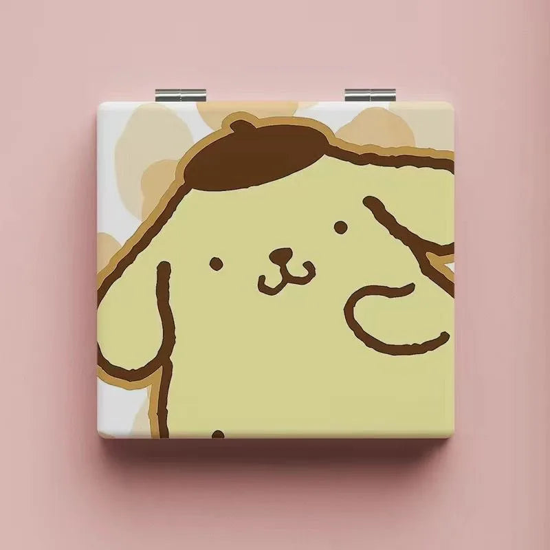 Sanrio Pompompurin Portable Folding Mirror – Double-Sided Makeup Mirror for Girls
