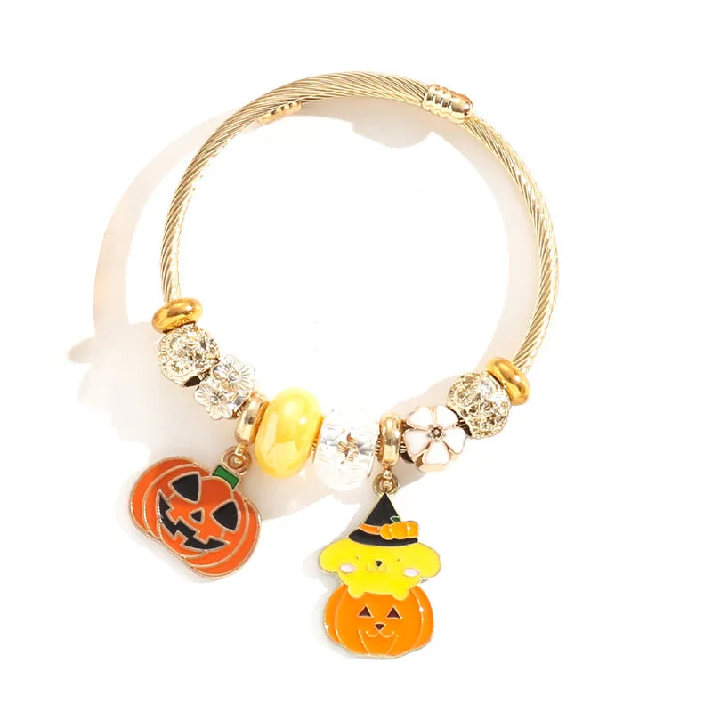 Sanrio Pompompurin and pumkin Beaded Bracelet for Halloween