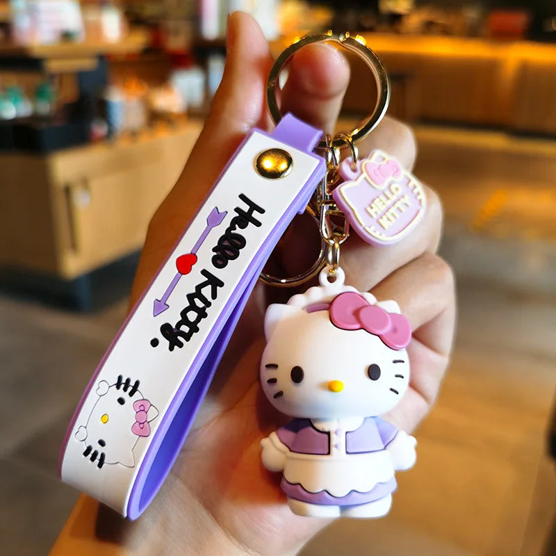 3D Hello Kitty Keychain with Blue purple Dress