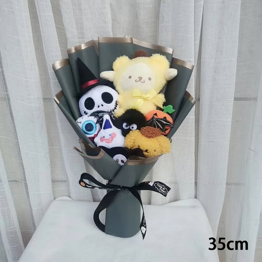 Spooky Pompompurin Halloween Plush Bouquet | With Ghost, Pumpkin & Skeleton Companions