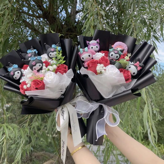 Variety of Looks: Kuromi and My Melody Dolls | Cute Floral Gift Set