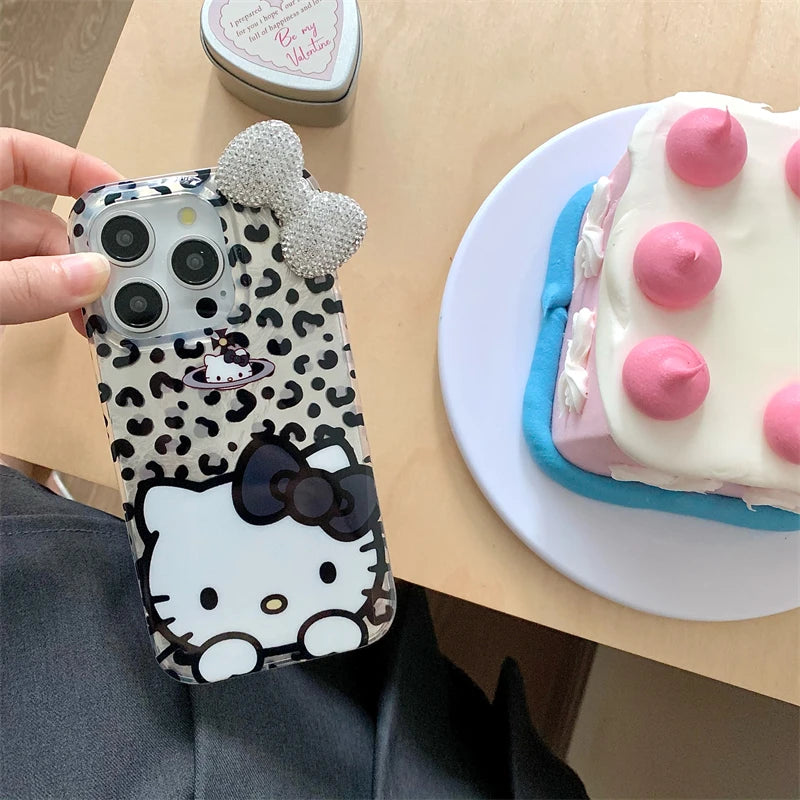 white Diamond Knot Hello Kitty iPhone Case – Sleek and Glamorous