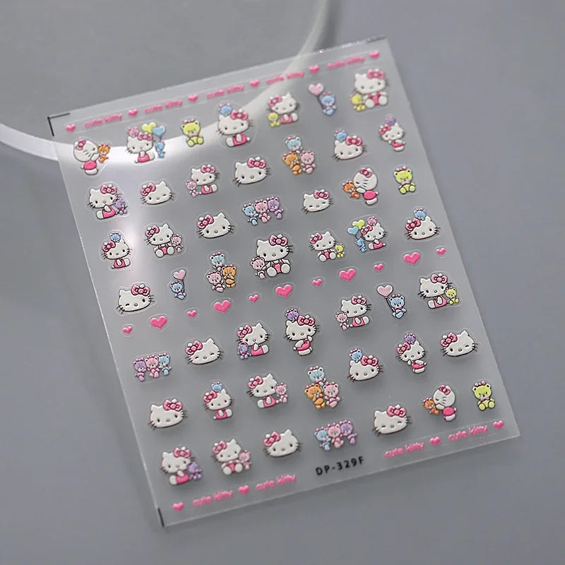 cute Hello Kitty 5D Nail Stickes DIY Nail art