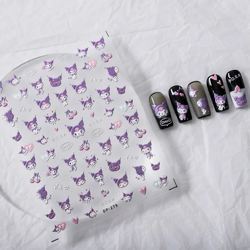 purple kuromi DIY Nail stickers DIY Nail art