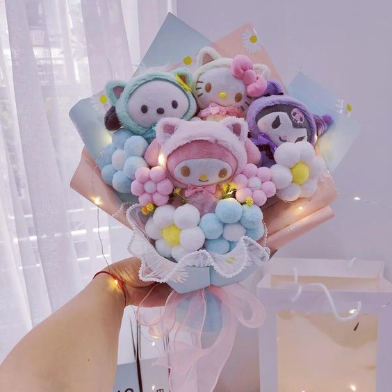 sanrio plush bouquet flower