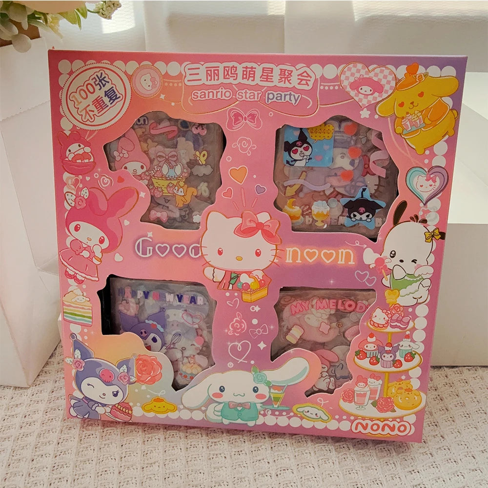 100pcs Super Cute Sanrio Stickers – Kawaii Waterproof Set
