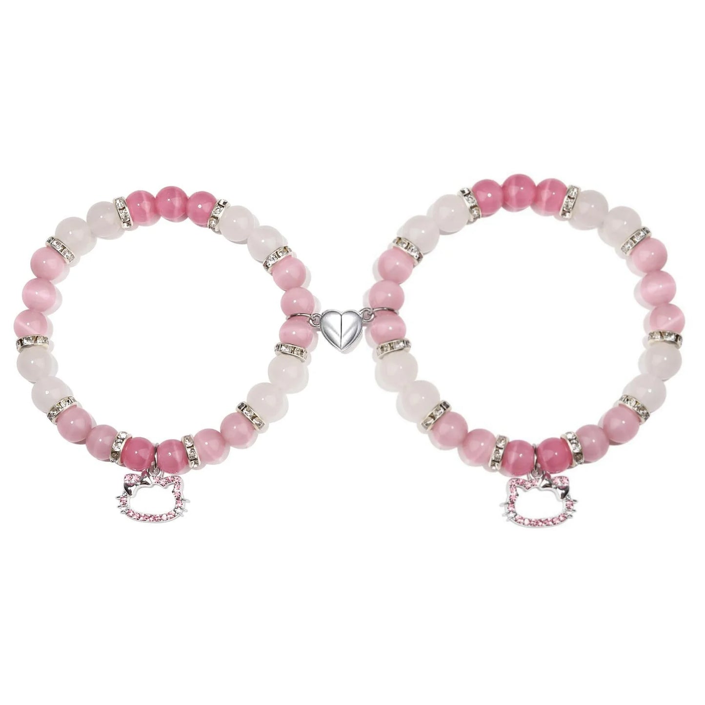 2-Piece Hello Kitty Crystal Bracelets | Magnetic Matching Set