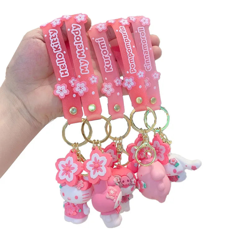 Kawaii Sakura Blossom Keychain Featuring Sanrio and Friends