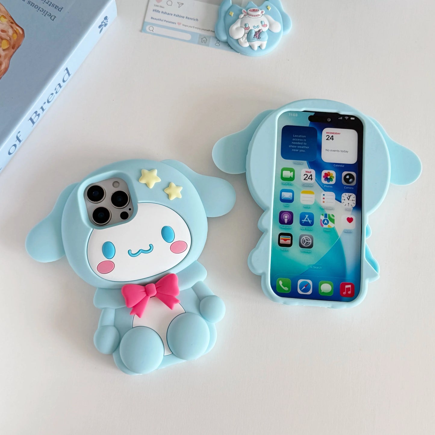 3D Cinnamoroll Protective Silicone Phone Case