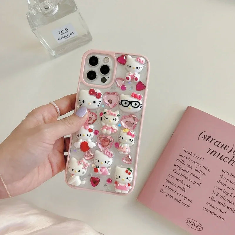 3D Diamond Transparent Sanrio Hello Kitty Phone Case